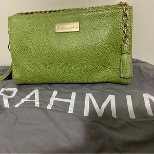 Brand new Brahmin lime green leather wristlet
